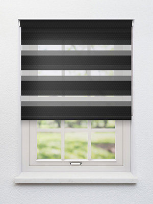Fabric blind custom made Raspberry Black LF